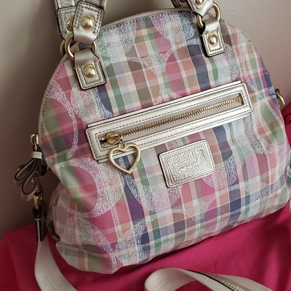 Coach Poppy crossbody satchel 2 way plaid purse - Picture 2 of 14
